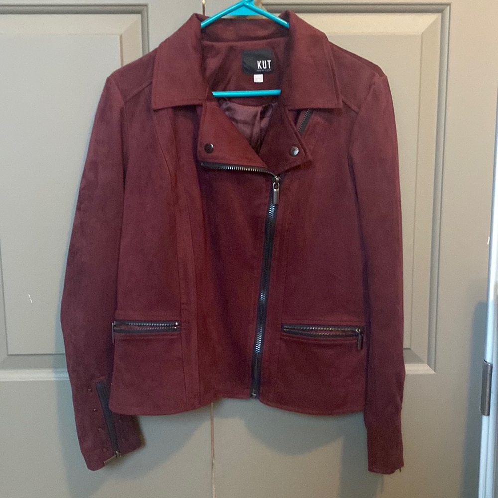 Maroon faux suede jacket